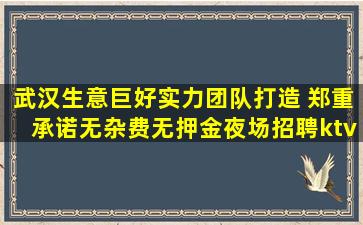 武汉生意巨好实力团队打造 郑重承诺无杂费无押金夜场招聘ktv
